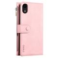 iPhone XR Esseble lommebokveske med glidelås og håndleddsstropp - rosa