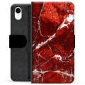 iPhone XR Premium Lommebok-deksel - Rød Marmor