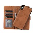 iPhone XS Max Vintage 2-i-1 lommeboketui med avtakbart deksel - brun