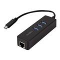 LogiLink UA0283 3-ports USB 3.0 Hub til Gigabit Ethernet Nettverksadapter - Svart