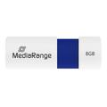 MediaRange USB 2.0 Flash-stasjon med Glidemekanisme - 8GB - Blå / Hvit