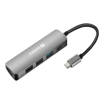Sandberg USB-C Dock HDMI 3xUSB PD 100W Dockingstasjon