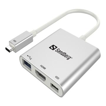 Sandberg USB-C HDMI USB Dockingstation - Hvit