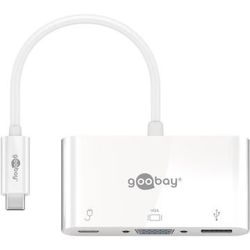 Goobay USB-C til VGA / USB 3.0 & USB-C PD - Hvit