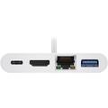 Goobay USB-C til HDMI, USB 3.0, Ethernet & PD Adapter - Hvit