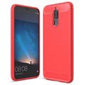 Huawei Mate 10 Lite Børstet TPU-deksel - Karbonfiber - Rød