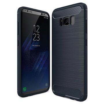Samsung Galaxy S8 Børstet TPU-deksel - Karbonfiber - Mørkeblå