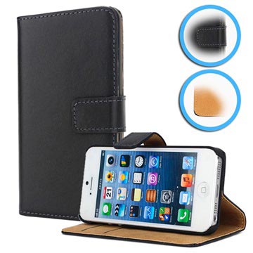 iPhone 5/5S/SE lommebokveske i lær - beskyttelse og lommebok - svart