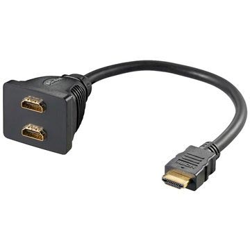 HDMI- / 2x HDMI-Adapter med Gullbelagte Kontakter - 10cm