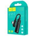 Hoco LS19 2-i-1 Type-C / 3.5mm Audio & Lade-adapter - Svart