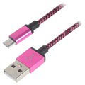 Premium USB 2.0 / MicroUSB Kabel - 3m - Varm Rosa