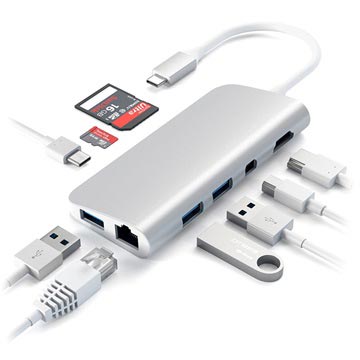 Satechi Aluminum USB-C Multimedie-adapter - Sølv