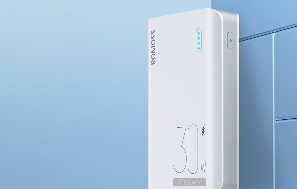 Romoss Sense 4S Pro 10000mAh/30W strømbank - 2xUSB-A, USB-C - Hvit