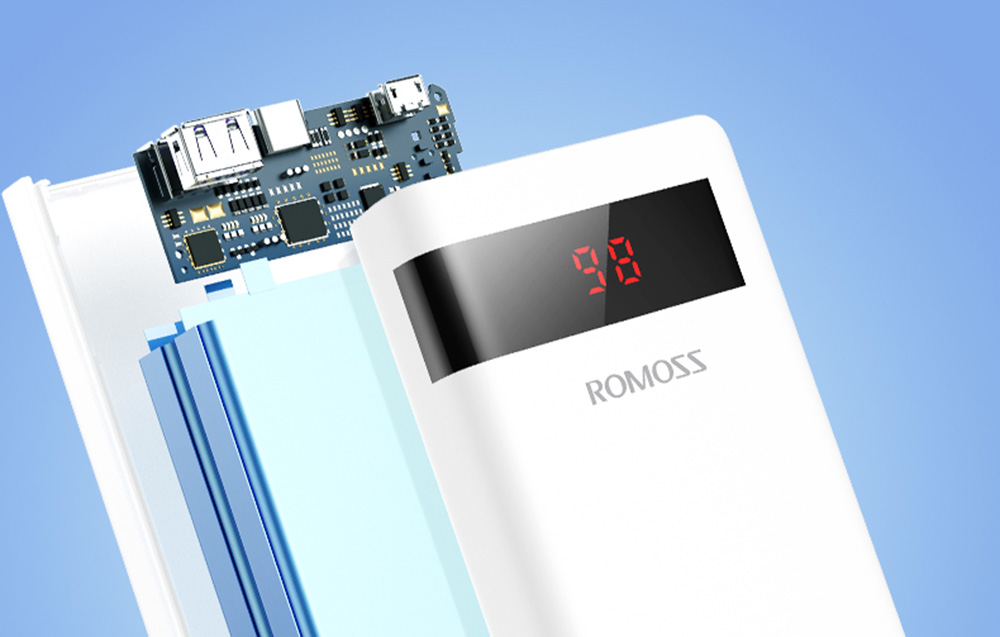 Romoss Sense6PS Pro 30W strømbank 20000mAh - USB-C, 2x USB-A - hvit