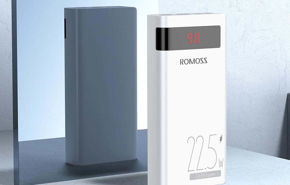 Romoss Sense 8PF Power Bank 30000mAh - 22.5W, PD, QC, FCP - Hvit