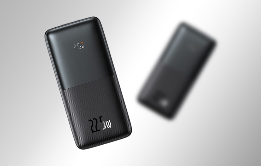 Baseus Bipow Pro Digital Display Fast Charge Power Bank 10000mAh/22.5W - 2xUSB, USB-C - Svart