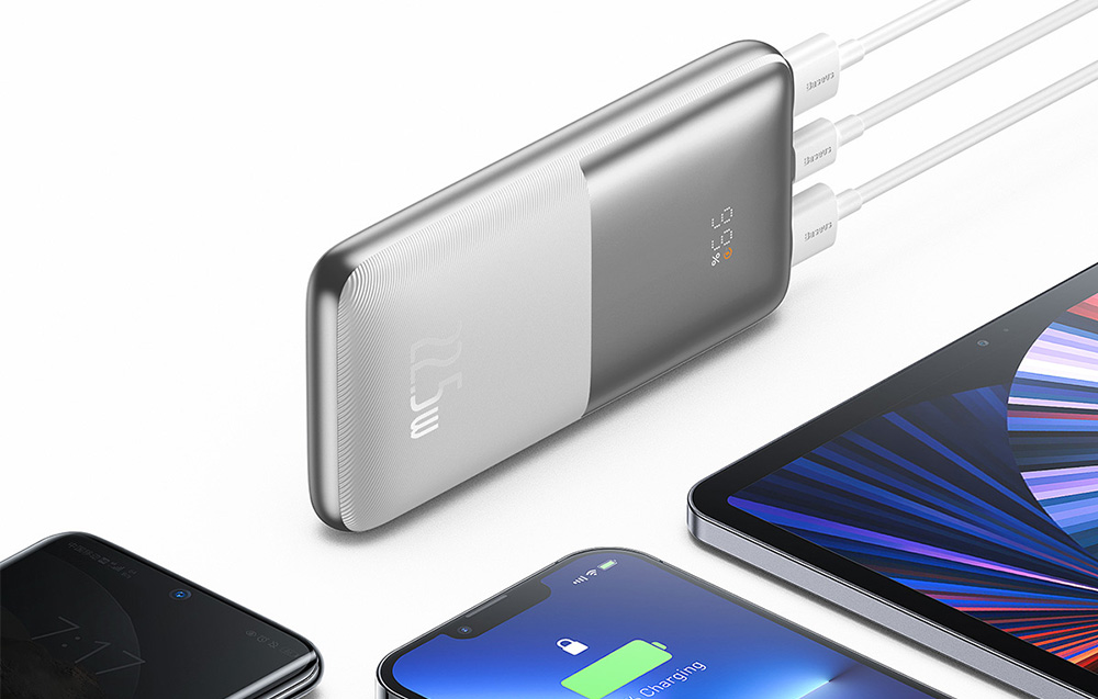 Baseus Bipow Pro Digital Display Fast Charge Power Bank 10000mAh/22.5W - 2xUSB, USB-C - Hvit