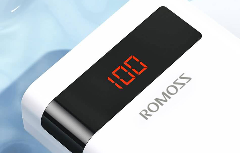 Romoss Sense 8P+ strømbank 30000mAh med LED-skjerm - 2xUSB-A, USB-C - Hvit