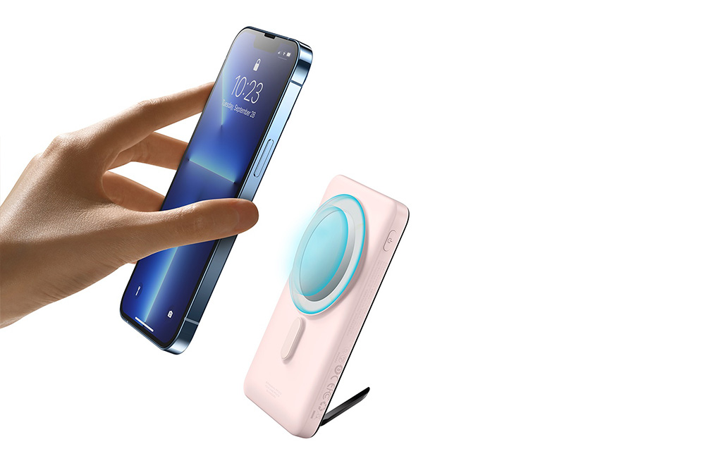 Baseus Magnetic Wireless Power Bank 10000mAh - USB-C 20W, MagSafe-kompatibel - rosa