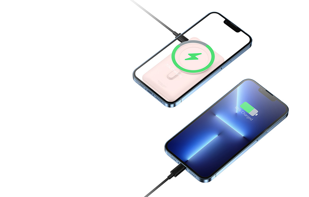 Baseus Magnetic Wireless Power Bank 10000mAh - USB-C 20W, MagSafe-kompatibel - rosa