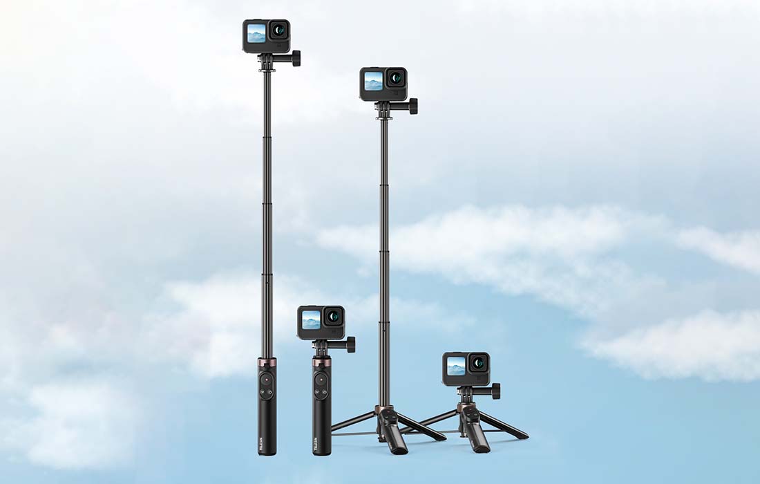 Telesin TE-RCSS-001 Selfie Stick for smarttelefoner/sportskameraer med Bluetooth-fjernkontroll
