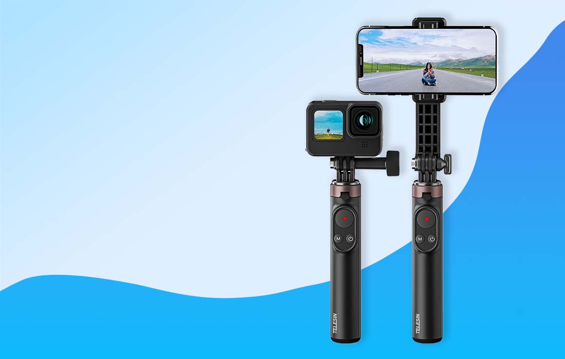 Telesin TE-RCSS-001 Selfie Stick for smarttelefoner/sportskameraer med Bluetooth-fjernkontroll