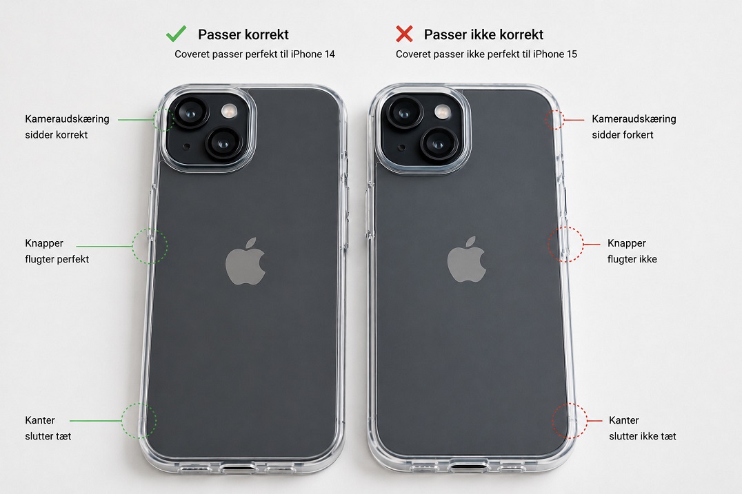 iPhone-deksel kompatibilitet mellom forskjellige modeller