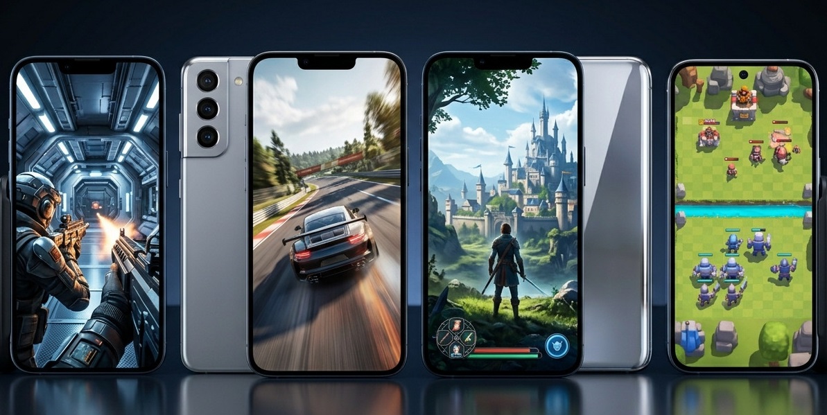 beste gamingtelefoner 2026 sammenlignet p&aring; grafikk og FPS ytelse