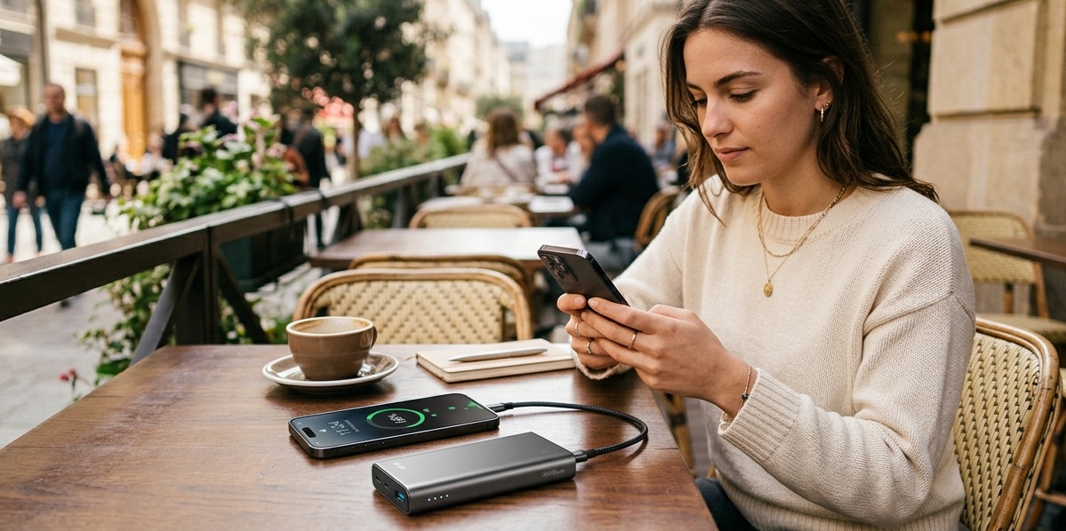 Sikker lading med powerbank p&aring; farten